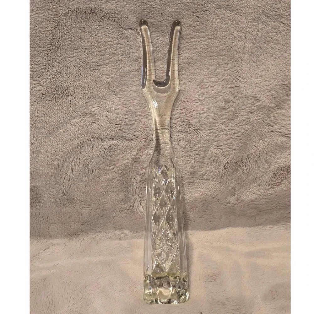 Vintage Anchor Hocking Wexford Pattern Glass Salad Serving Fork 9.75